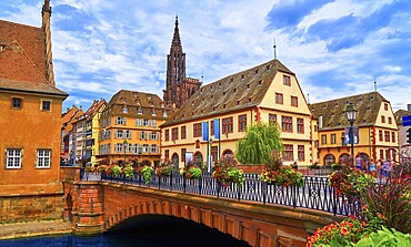 Strasbourg facades seen from the channel river in beautiful east France