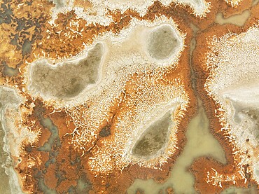 Salt marsh at the Skeleton Coast. Aerial view. Drone shot. Dorob National Park, Namibia