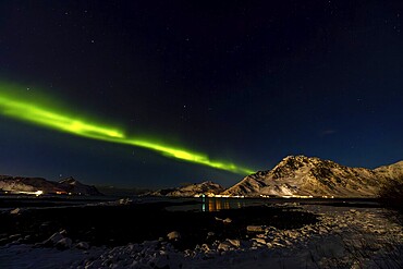 Northern Lights at Nappstraumen, Lofoten, Nordland, Norway