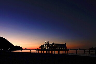 Sellin pier, sunset, Rügen, Mecklenburg-Western Pomerania, Germany