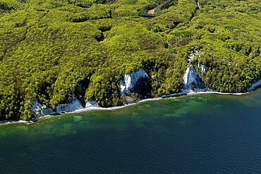 Chalk coast near Sassnitz, Island of Rügen, Königsstuhl and Victoria View, Jasmund National Park, Mecklenburg-Western Pomerania, Germany, aerial photo from a small aircraft, 27.04.2025  Chalk coast near Sassnitz, Königsstuhl and Victoria View, Jasmund National Park, Mecklenburg-Western Pomerania, aerial photo from a small aircraft, April 27, 2025 ++ Minimum fee 50, - euro ++
