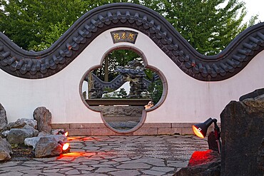 Chinese wall architecture, Botanical Garden, Montreal, Province of Quebec, Canada