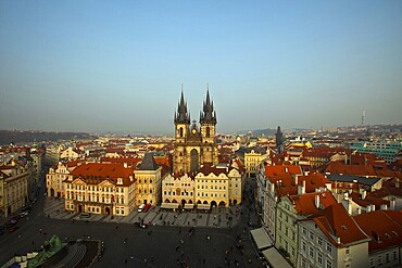 The Old Town Square in the center of autumn Prague City