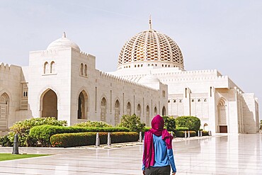 Sultan Qabus Grand Mosque, woman with headscarf, Oman
