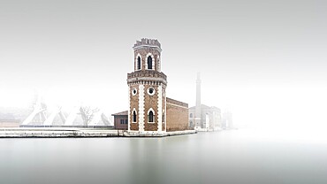 Long exposure of the entrance to the Venetian military area Arsenale in the east of the city of Venice, Italy