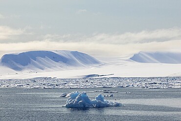 Drift ice, sea ice, sea, mountain range, Faksevagen, Spitsbergen, Svalbard