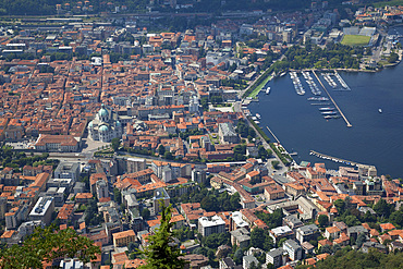 View of the town of Como from Brunate, Lake Como, Lombardy, Italian Lakes, Italy, Europe