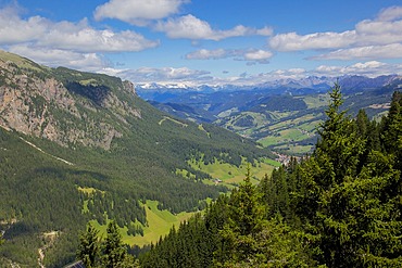 View from Col Alto, Corvara, Badia Valley, Bolzano Province, Trentino-Alto Adige/South Tyrol, Italian Dolomites, Italy, Europe