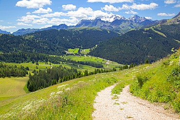 View from Col Alto, Corvara, Badia Valley, Bolzano Province, Trentino-Alto Adige/South Tyrol, Italian Dolomites, Italy, Europe
