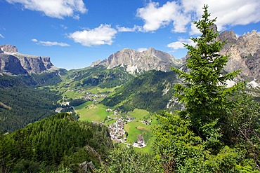 View from Col Alto, Corvara, Badia Valley, Bolzano Province, Trentino-Alto Adige/South Tyrol, Italian Dolomites, Italy, Europe