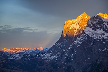 The Wetterhorn from Kleine Scheidegg, Jungfrau region, Bernese Oberland, Swiss Alps, Switzerland, Europe