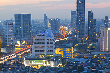 Elevated view of city skyline, Bangkok, Thailand, Southeast Asia, Asia