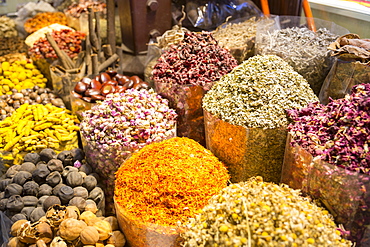 View of colourful and exotic spices, Spice Souk, Dubai, United Arab Emirates, Middle East