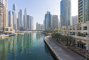 View of tall buildings in Dubai Marina, Dubai, United Arab Emirates, Middle East
