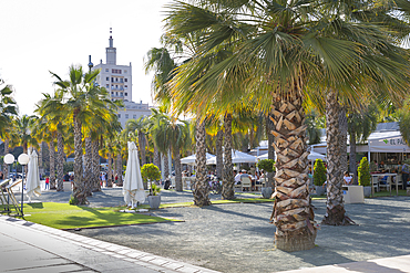 Restaurant on Paseo del Muelle Uno in Malaga Marina, Malaga, Costa del Sol, Andalusia, Spain, Europe