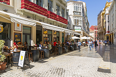 Cafes and restaurants on Calle Granada, Malaga, Costa del Sol, Andalusia, Spain, Europe