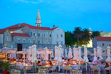 Old Town at night, Budva, Montenegro, Europe