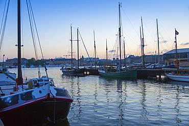 Architecture on Gamla Stan and boats from Djurgardsvagen, Stockholm, Sweden, Scandinavia, Europe