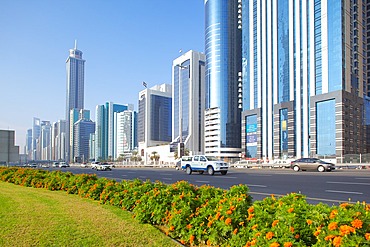 Skyscrapers on Sheikh Zayed Road, Dubai, United Arab Emirates, Middle East
