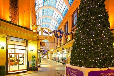 The Exchange interior at Christmas, Nottingham, Nottinghamshire, England, United Kingdom, Europe