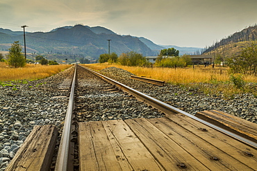 Railway line near Kamloops, British Columbia, Canada, North America