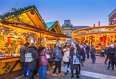 Christmas Market stalls at Christmas Market, Millennium Square, Leeds, Yorkshire, England, United Kingdom, Europe