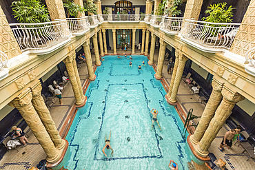 People bathing in Gellert Thermal Baths, Budapest, Hungary, Europe