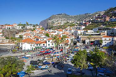 View of town and harbour in Camara de Lobos, Madeira, Portugal, Atlantic, Europe