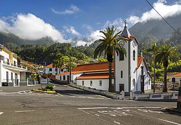 View of small village church near Sao Vicente, Madeira, Portugal, Atlantic, Europe