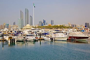 View of city from Marina Mall, Abu Dhabi, United Arab Emirates, Middle East