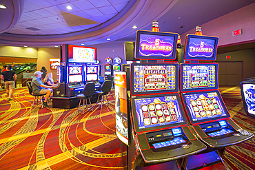 Slot machines in the Stratosphere Hotel and Casino, The Strip, Las Vegas Boulevard, Las Vegas, Nevada, United States of America, North America