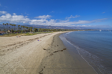 View of beach from Stearns Wharf, Santa Barbara, Santa Barbara County, California, United States of America, North America