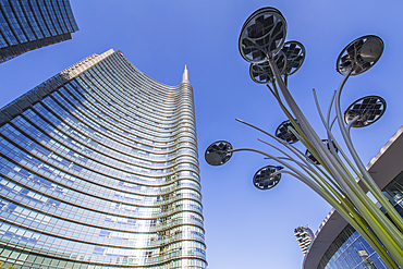 View of buildings in Piazza Gae Aulenti, Milan, Lombardy, Italy, Europe