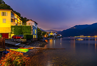 View of Lake Como from Lezzeno at dusk, Province of Como, Lake Como, Lombardy, Italian Lakes, Italy, Europe