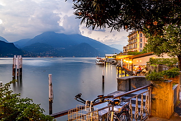 View of Lake Como and Bellagio at dusk, Province of Como, Lake Como, Lombardy, Italian Lakes, Italy, Europe