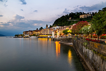 View of Lake Como and Bellagio at dusk, Province of Como, Lake Como, Lombardy, Italian Lakes, Italy, Europe