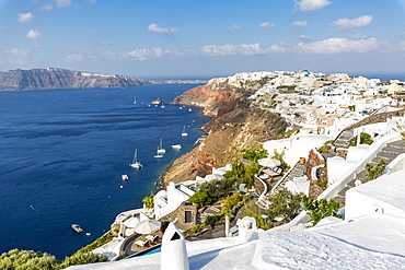 View of Oia village, Santorini, Cyclades, Aegean Islands, Greek Islands, Greece, Europe