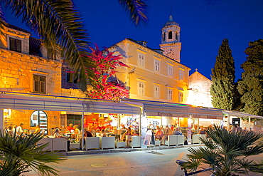 Church of St. Nicholas and bars at dusk, Cavtat, Dubrovnik Riviera, Dalmatian Coast, Dalmatia, Croatia, Europe