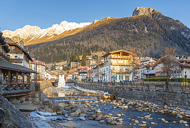 Aviso River through Moena in Italy, Europe