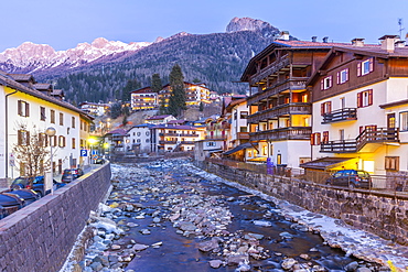 Aviso River through Moena in Italy, Europe