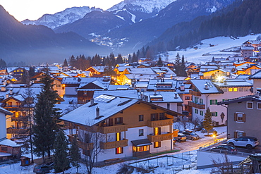 Campitello di Fassa during winter in Italy, Europe