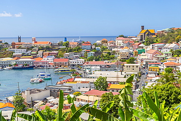 Elevated view of the Carenage of St. George's, Grenada, Windward Islands, West Indies, Caribbean, Central America