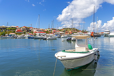 View of Fort Oscar and the harbour, Gustavia, St. Barthelemy (St. Barts) (St. Barth), West Indies, Caribbean, Central America