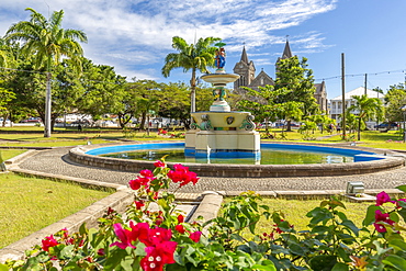 View of Independence Square and Immaculate Conception Catholic Co-Cathedral, Basseterre, St. Kitts and Nevis, West Indies, Caribbean, Central America