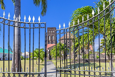 View of Saint George with Saint Barnabas Anglican Church, Basseterre, St. Kitts and Nevis, West Indies, Caribbean, Central America