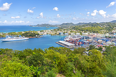 Elevated view of Castries, Castries, St. Lucia, West Indies, Caribbean, Central America