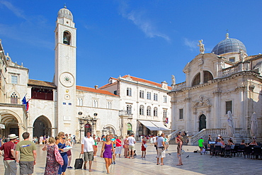 Stradun Clocktower, Dubrovnik, Dalmatia, Croatia, Europe