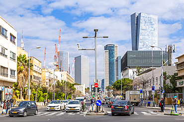 View of buildings and Eliezer Kaplan Street, Tel Aviv, Israel, Middle East