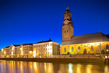 Museum and church at night, Gothenburg, Sweden, Scandinavia, Europe