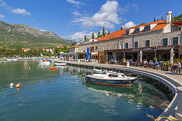 View of boats in the harbour in Cavtat on the Adriatic Sea, Cavtat, Dubrovnik Riviera, Croatia, Europe